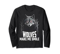 Wolves Make Me Smile Wild Animal Forest Wolf Lover Design Long Sleeve T-Shirt