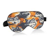 Wolves Misty Orange Sleep Mask Soft Cooling Eye Masks for Sleeping with Elastic Strap Night Blindfold for Women Men Travel