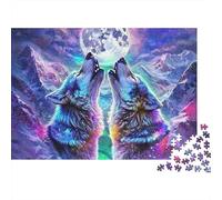 Wolves Moon Jigsaw Puzzle 1000 Piece Jigsaw Puzzle Game for Adults Night Mountain Home Decor Stress Relieving Gift 70x50cm/1000pcs