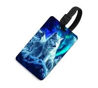 Wolves Northern Lights Luggage Tag for Suitcase Cute ID Tags Travel Baggage Identifier Labels Black-Style