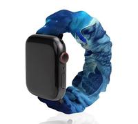 Wolves Northern Lights Scrunchie Watch Bands Soft Elastic Replacement Wristband Compatible with Apple Watch 42mm/44mm