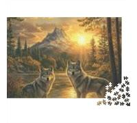 Wolves Puzzle for Kids 1000 Piece Recyclable Mountain Sunset Jigsaw Puzzle Fun And Challenging Family Game Great Gift Idea for Child‘s Birthday 70x50cm/1000pcs