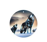 Wolves Roaring In Th Pattern Car Air Fresheners 4 Pcs Round Shape Hanging Aromatherapy Tablets Scented Fresheners For Bedroom Bathroom