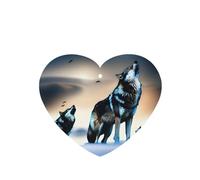 Wolves Roaring In Th Pattern Car Air Fresheners 6 Pcs Heart Shape Hanging Aromatherapy Tablets Scented Fresheners For Bedroom Bathroom
