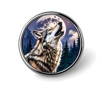 Wolves Round Badge Brooch Lightweight Lapel Tie Pins Unique Gifts Metal Brooch Badge For Hat Shirt Clothing Bags Decoration