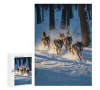 Wolves Running through A Snowy Forest Puzzle for Adults, 300 PCS, Illustrated Jigsaw Edition, Shared Puzzle Time for Family And Friends, at Home