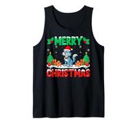 Wolves Santa Hat Snow Xmas Party Merry Christmas Wolf Tank Top