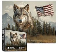 Wolves the American Flag 1000 Piece Jigsaw Puzzles for Adults Mountain Forest Art Puzzle Challenging Family Activity Games Colorful DIY Craft Puzzle Home Decor Gifts 19.7 x 27.6 Inch