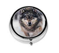 Wolves This Small, Round Pill Box is a Portable Travel Medicine Organizer with Three compartments for Storing Daily medications.