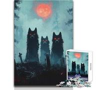 Wolves Under Blood Moon 1000-piece Jigsaw Puzzles Mindful Learning Fun Game Unique Gift for Joyful Celebrations Size 50x75cm