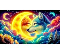 Wolves-under-moonlit-sky 1000 Piece Jigsaw Puzzle for Adults - Recycled Cardboard Decoration 38x26cm/1000pcs