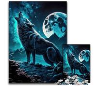 Wolves Under The Full Moon Adult Jigsaw Puzzles 1000 Pieces Challenging Puzzles Family Game Night Fun, DIY Decorative Artwork 26X38CM/10.23x14.96inch