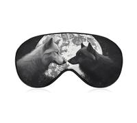 Wolves Under The Moon Sleep Mask Light Blocking Eye Cover Polyester Eye Mask with Elastic Strap Blindfold for Side Sleeper Sleeping Masks Face Hugging for Women Men Travel