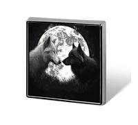 Wolves Under The Moon Square Lapel Pin Women's Novelty Buttons & Pins Metal Badge Cute Brooch Pin Retro Pinback Badge Fashion Bag Pins for Hat Backpacks Tie Suit Wedding Party Accessory