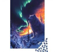 Wolves Under The Northern Lights 1000-Piece Jigsaw Puzzle for Adults, 52x38cm/1000pcs, New Year Indoor Activity, Winter Downtime And Winter Weekends