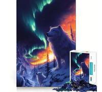 Wolves Under The Northern Lights 1000 Piece Jigsaws for Adults Think Training Play Tight Lock No Loose Pieces Unique Gift for Stress Relief (38x52cm)