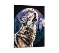 Wolves Wall Art Posters for Bedroom, Personalized Canvas Prints for Office, Framed Wall Decor Picture 16x20inch(41x51cm) for Living Room, Bathroom, Farmhouse, Restaurant