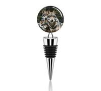Wolves Wildlife Wine Stopper Zinc Alloy Beverage Bottle Stopper Reusable Leak Proof Wine Cork Cute Champagne Saver Decorative Bottle Sealer Plug Gift for Men Women