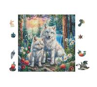 Wolves Winter Forest 100 Piece Jigsaw Puzzle Pack Teens Beginners Cognitive Development Puzzle Fans Group Play High-grade Rigid Cardboard 28x28cm