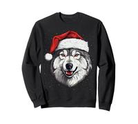 Wolves Wolf Face Xmas Holiday Santa Hat Wolf Christmas Sweatshirt