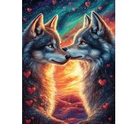 Wolves Yin-Yang Art 500 Pcs Jigsaw Puzzle Bundle Wildlife Pet Family Puzzle Lovers Fun Family Game Mindful Activity Spring Eco Friendly Cardboard 500 PCS