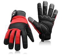 Wolveskin Safety Work Gloves Men & Women - Utility Mechanic Working Gloves for Multi-Purpose, Synthetic Leather, Heavy Duty, Firm Grip, Touchscreen Capable, High Dexterity and Flexible (Red, Large)