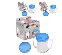 Wolvex 350ML Adult Drinking Cup Beaker with Handles & Anti Spill lids for Disabled Adults Dishwasher and Microwave Safe BPA, PVC and Latex Free (3)