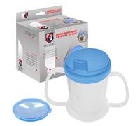 Wolvex 350ML Adult Drinking Cup with Comfortable Round Handle, 2 Style Lids, and Anti-Spill Features - Ideal Beaker for Disabled Adults, Dishwasher & Microwave Safe, Lightweight, BPA-Free Sippy (Blue)