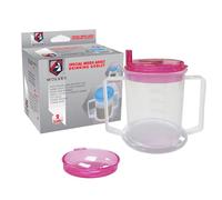 Wolvex Adult Drinking Cup 350ML Beaker with Handles & Anti Spill lids for Disabled Adults Dishwasher and Microwave Safe BPA, PVC and Latex Free
