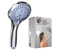 Wolvex® Chrome Shower Head with 5 Spray Modes - Powerful Water Saving Pressure Boosting System for Adults, Children, Pets - Home and Gym Use