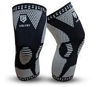Wolvex Knee Brace Knee Support Men Women Comfortable Knee Sleeves for Pain Relief, Tear, Arthritis, Injury Recovery, Running and Other Sports (Pair) (XL, Black)