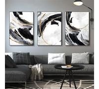 WoLWEs 3 Pics Set Abstract Black and White Posters and Prints Painting Canvas Modern Pictures Wall Art for Living Room Bedroom Office Home Decor Artwork-50 * 70cm (20 * 27inch) No Frame
