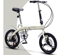 WOLWES Adult Folding Bike, High-Carbon Steel Frame Folding Bikes Easy Folding City Bicycle with 6 Speed Gears Foldable Bike for Commuting Adults Teenager Men Women A,16in