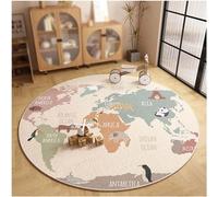 WOLWES Around the World Map Kids Play Area Cotton Bottom Round Carpet(B,60cm/24in/1.9ft)