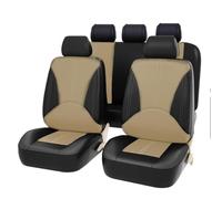 WOLWES Car Seat Covers for Suzuki Vitara 2015-2020, Full Set Front And Rear Nonslip Leather Comfortable Breathable Seat Covers Accessories,E/Black Beige