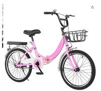 WOLWES Folding Bike Foldable Bicycle for Adult Lightweight Foldable Bike Carbon Steel Height Adjustable City Folding Bike for Teenager Men Women B,20in