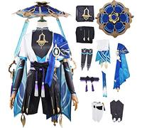 WOLWES Genshin Impact Wanderer Cosplay Costume Complete Set with Hats Genshin Scaramouche Cosplay Costume Balladeer Cosplay Kimono Halloween Carnival Party Stage Performance Costume