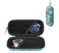 WOMACO Double Glasses Case - Hard Shell Dual Eyeglass & Sunglasses Holder with Clip, Portable Travel Eyeglasses Box for Women, Colorful Flower, double glasses case