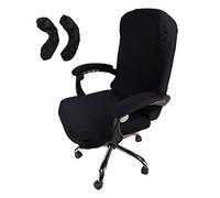 WOMACO Office Chair Covers, Stretch Computer Chair Cover with Armrest Covers, Universal Boss Chair Covers Modern Simplism Style High Back Chair Slipcover (Black, Large)