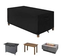 WOMACO Patio Rectangular Fire Pit Cover Waterproof Outdoor Fireplace Cover Heavy Duty Rectangle Fire Table Firepit Cover - 56 x 28 x 24 inches, Black