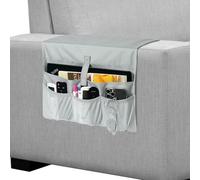 WOMACO Sofa Armrest Remote Magazine Holder, Non-Slip Armchair Recliner Caddy, Couch Arms TV Remote Control Organizer for Tablet, Phone, iPad, Laptop (Light Gray, 16" x 35")