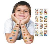 Womaha 12 Sheets Temporary Construction Machinery Tattoos for Boys Cranes Shovels Rollers Mixers 50 Fake Tattoo Stickers
