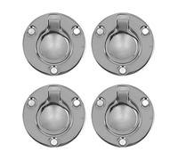 Womamaxsc 4Pcs M5 Flush Ring Pull Round Deck Recessed Handle, Stainless Steel Marine Accessories, Mirror Polished Wear Proof Concealed Handle with M5 Mounting Holes, for Boats Yachts Cabinet