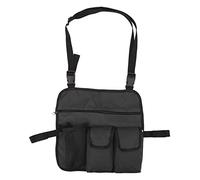 Womamaxsc Beach Chair Armrest Bag, Outdoor Chair Organizer with Multi Pockets, 600D Oxford Cloth Hanging Storage Tote for Camping Fishing Recliner Wheelchair (Black)