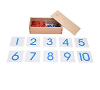 Womamaxsc Montessori Numbers and Chips Teaching Aids, Math Learning Toy for Kids, Wooden Number Counting Kit with Red Counters, Early Childhood Education Material for Ages 3+