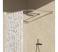 Womamny L Shaped Shower Curtain Rail, Curved Shower Rail No Drill, 70-95x105-165 cm Adjustable Shower Curtain Rod, Corner Shower Rail Kit No Drill or Drill Installation