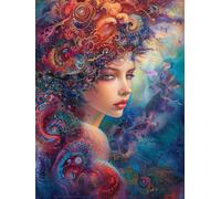 Woman Abstract Paint by Numbers for Adults with Frame, Large Paint by Number Canvas Kits, DIY Color Oil Painting Acrylic Paints with Brushes, Hobbies for Adults Women, Home Wall Decor 60x80cm J8-85