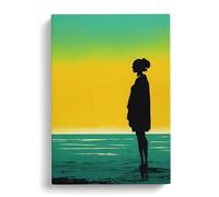 Woman Alone At Sunrise Canvas Print | Gallery Wrapped 30mm Frame Wall Art | 30x20 inches | Ready to Hang | Modern Landscape Picture | Living Room Bedroom Lounge Office