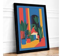 Woman Among Plants Modern Framed Wall Art Print A2 (59.4×42cm) Black, Wall Decor for Living Room, Bedroom, Office & Home, Ready to Hang, Art Gift