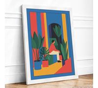 Woman Among Plants Modern Framed Wall Art Print A4 (29.7×21cm) White, Wall Decor for Living Room, Bedroom, Office & Home, Ready to Hang, Art Gift